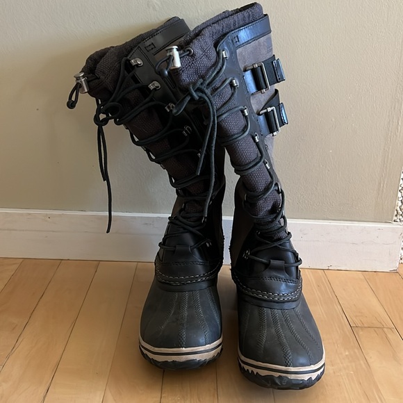 Sorel tall lace-up waterproof pull on boots brown size 9 - Picture 2 of 8